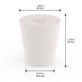 XCD Solid Rubber Stoppers (10-Pack), 4# Dia. 19.5 mm/0.77" x 26 mm/1.02", Length 28 mm/1.10" White Tapered Lab Seal Rubber Stoppers Fits Flask, Test Tube and Other Glassware with 24/40 Joint