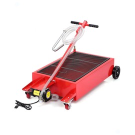 Low Profile Oil Drain Pan, 20 Gallon Electric Oil Drain Pan with Pump, Oil Change Pan with 110V Electric Pump, 8FT Hose & Folding Handle, Rolling Oil Drain Cart for Cars, Trucks, Buses, RVs