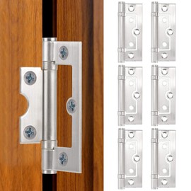 6Pcs 3Inch Door Hinges Ball Bearing 2mm Thick with Screws Stainless Steel Brushed Mute Non-Mortise Home Hinges