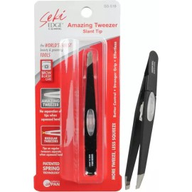 SEKI EDGE SS-518 어메이징 트위저 - 텐션 스토퍼가 있는 슬랜트 팁 스테인리스 스틸 정밀하고 완벽한 눈썹 SEKI EDGE SS-518 Amazing Tweezer - Slant Tip Stainless Steel with Tension Stopper for Precise and Perfect Eyebrows
