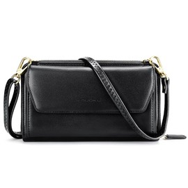 nuoku Wallets for Women Crossbody Credit Card Slots Clutch Purse with RFID Blocking Large Capacity Wristlet,Black