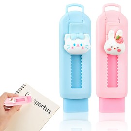 Pack of 2 Retractable Erasers - Meow, Eraser for Pencils and Colouring Pencils, Rabbit and Kitten Shape, Nice Gift Idea, 2.5 x 8.8 x 1.5 cm, Kitty Theme