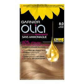 Garnier Permanente Haarfarbe – ohne Ammoniak – mit natürlichen Blütenölen – Naturblond (8,0) – Olia