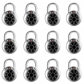 Standard Dial Combination Lock, 3-Digit Combination for Keyless Access, 50 MM Combination Padlocks for Gym or Sports Lockers, Pack of 12
