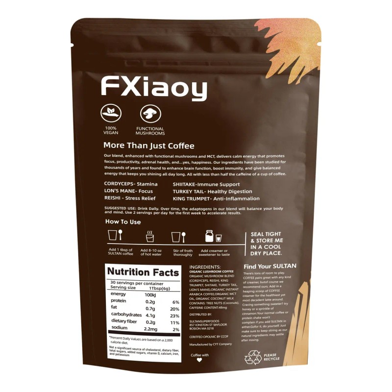 Fxiaoy Café De Hongos Con 6 Hongos Adaptogénicos 1 Unidad