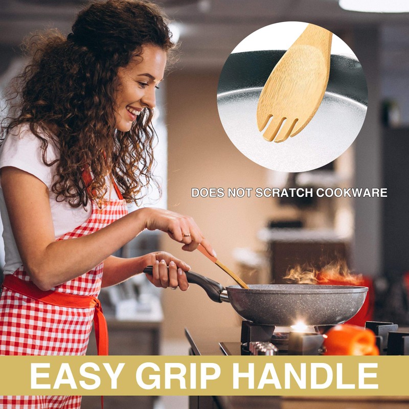 BaHoki Essentials Bamboo Cooking Utensils - Assorted Natural Cooking Wooden