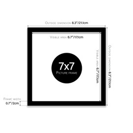 7x7 Inch Black Square Thin Photo Frame Wall Mountable and Freestanding Thin Picture Frame Standard Square Photograph Size, 7" X 7"(17.8 X 17.8cm)