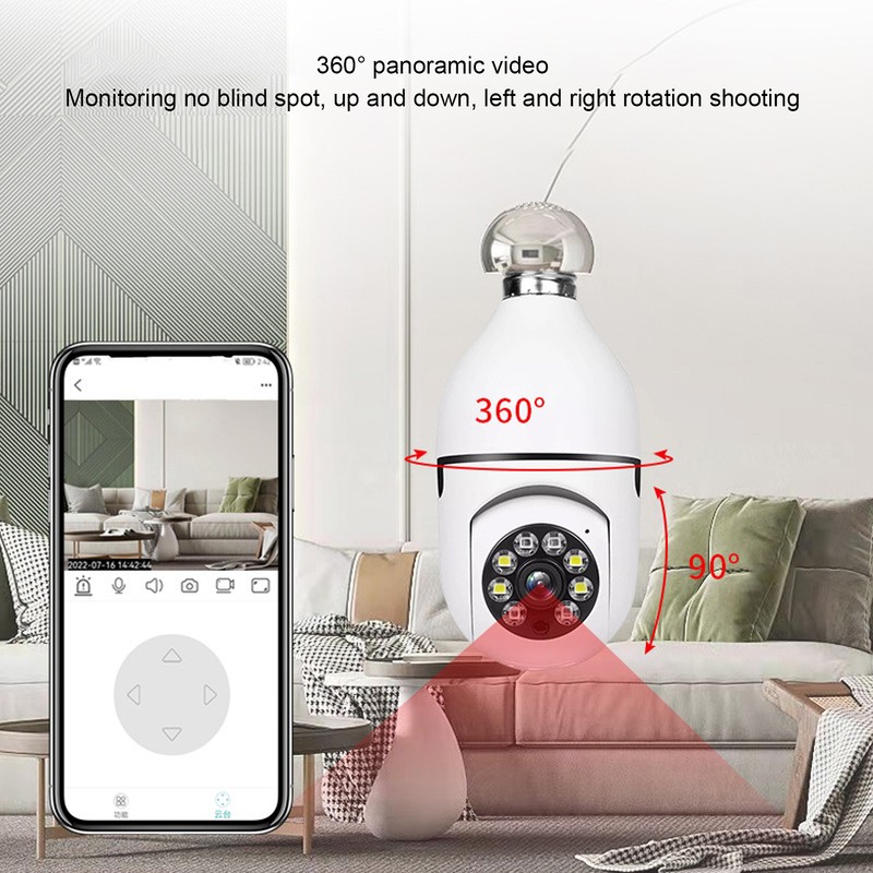 E27 Light Bulb Camera 1080P 360° Rotation Wifi 2 Way
