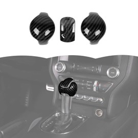 RT-TCZ Gear Shift Knob Cover Trim Interior Accessories for Ford Mustang 2015-2024 3PCS (Carbon Fiber)