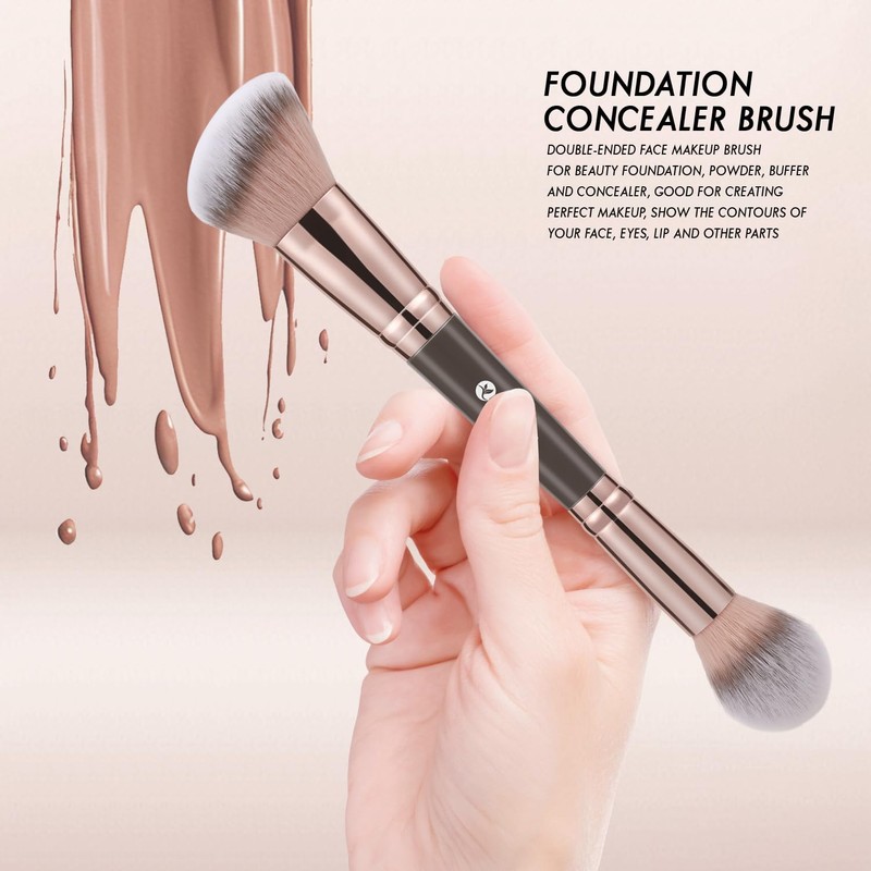 Kingmas Foundation Makeup Brush Double-ended Bronzer Angled and Round Contour