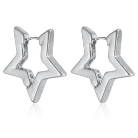 Hoop Earrings Star Hoop Silver Small Fashion Jewellery for Women Small Earrings Gifts for Women Girlfriend Mother Girls, Stainless Steel, No Gemstone