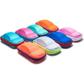 Ergonflow Pack of 2 Candy Color Kids Cartoon Sunglasses Case Car Shaped Spectacle Zipper Hard Eyeglass Case Box, Colors may vary