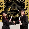 Avezano 7x5ft Graduation Backdrop Class of 2025 Black and Gold