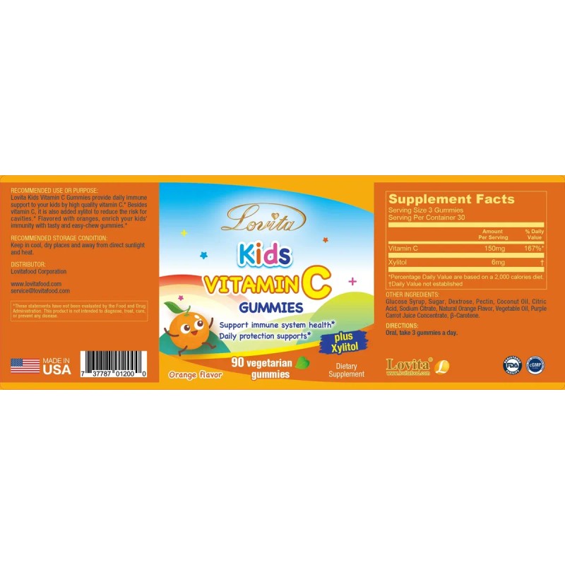 Lovita Gomitas Veganas Vitamina C Niños 150mg 90 Gomitas