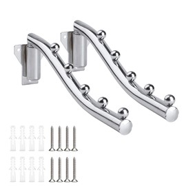 Folding Clothes Hanger Rack Wall Mount, Wall Mounted Clothes Rack Metal, 2 Pack Stainless Steel Garment Hooks Clothing Multiple Hook Space Saving for Closet Organizer, Bathroom, Laundry Room, Kitchen