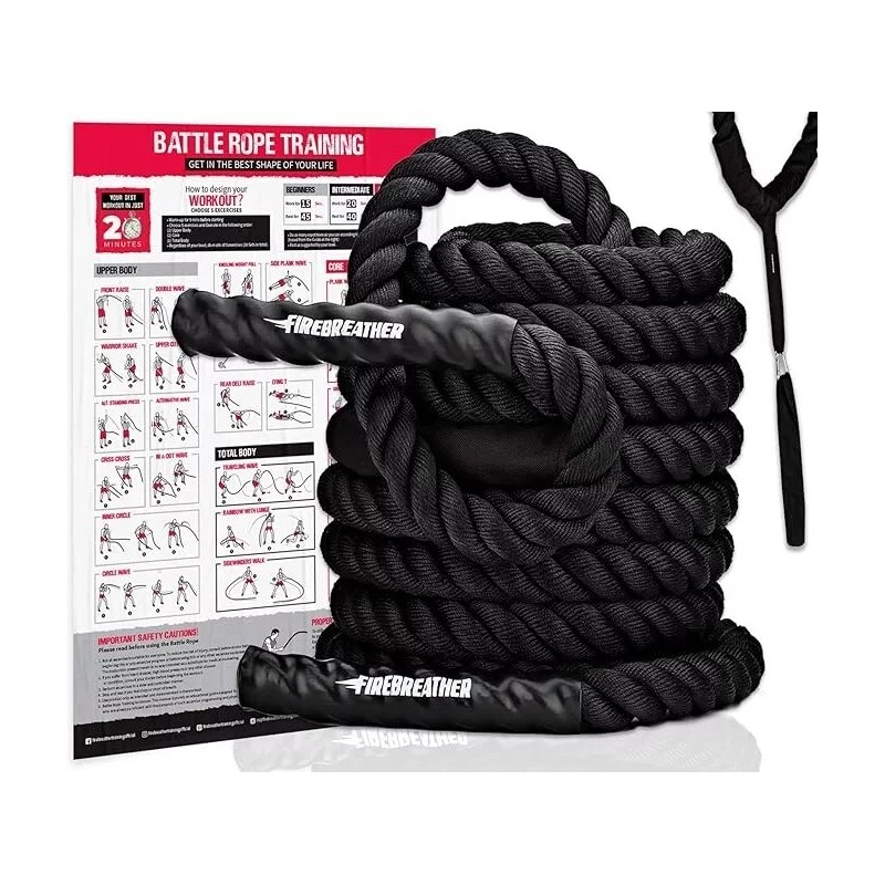 FIREBREATHER Battle Exercise Workout Ropes with Anchor and Training Poster