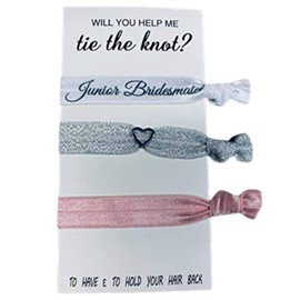 Infinity Collection Hair Ties, Light Pink - 3pcs Set, Will You Help Me To Tie The Knot? - Bridesmaid Hair Accessories, Wedding Hair Ties, Hair Elastics, No Crease, Ideal Bridesmaid Gifts