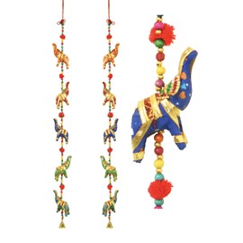 Set of 2 Traditional Handcrafted Colorful Wall Door Hangings Latkan Décor for Home Offices Hotel Decorative Accessories for Party Festival Wedding Festivities and Gifting (Elephant Gota)