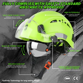 GREEN DEVIL Safety Hard Hat with Tinted & Clear Visor Vented Construction Helmet Cascos de Construccion ABS Work hardhats for Men