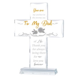 Rotroyce Father's Gift from Daughter Son, Meaningful Love You Forever Cross Gifts with Led Base for My Dear Dad, Unique Present Idea for Christmas Birthday Father's Day (Style, Gifts for Dad)