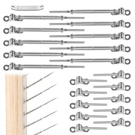 Muzata 10 Pairs 1/8" Cable Railing Hardware Kit Swage Toggle Turnbuckle for Wood Post T316 Stainless Steel Deck Cable Railing System Angle 180° Adjustable Stairs 20 Pack CK07