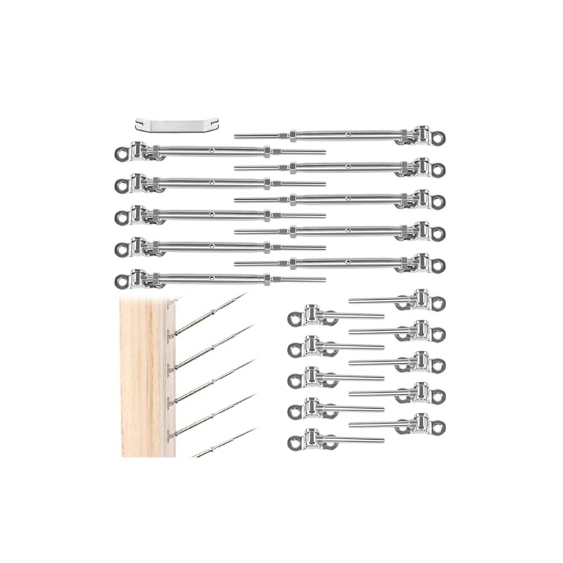 Muzata 10 Pairs 1/8" Cable Railing Hardware Kit Swage Toggle