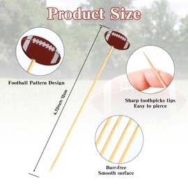 Leislam Football Toothpicks, 100PCS Cocktail Picks, Superbowl Party Decorations, Toothpicks for Appetizers, Bamboo Food Sandwich Skewers Drinks Dessert Cocktail Toothpicks for Football Sport Party Decorations