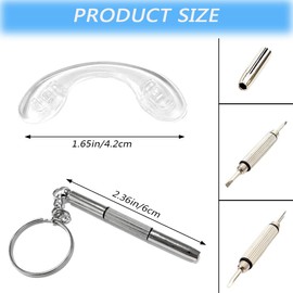 10 Pack Silicone Glasses U Shaped Screw-in Nose Pads with Micro Screwdriver, Non-Slip Anti-Drop Eyeglass Saddle Bridge Nose Pad Set for Eyeglasses Glasses Sunglasses Eyewear Optical, 42mm, Transparent