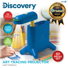 Discovery™ Art Tracing Projector Kit - 32 Stencils, 12 Markers, 20 Paper Sheets Included| Portable Arts & Crafts Activity Set| Doodle & Sketch Art Supplies| Kids Drawing Toy| Boys Girls Gift| Ages 6+
