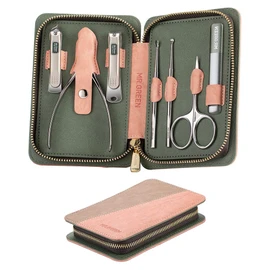 Juego de manicura de 7 piezas, juegos de pedicura, juegos de cortaúñas, cortador de uñas profesional de acero inoxidable con estuche de viaje