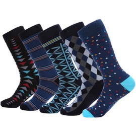Calcetines de vestir para hombre, calcetines divertidos y coloridos de algodón, paquete de 5, Excepcional noche, 10-13