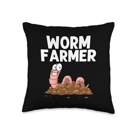 Cool Worm For Men Women Farmer Red Wiggler Earthworm Farming Throw Pillow