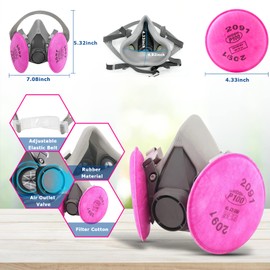 Reusable Half Facepiece Respirator, ASNABYYA Respirаtor Against Dust and Organic Vapors, Face Cover Set Used for Painting, Woodworking, Polishing, Spraying, Decorating