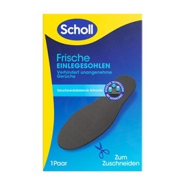 Scholl, solette fresche, solette antiodore, con carbone attivo neutralizzante gli odori, ideali per scarpe da ginnastica sudate o puzzolenti, inserti su misura, 36-46, 1 paio di nero