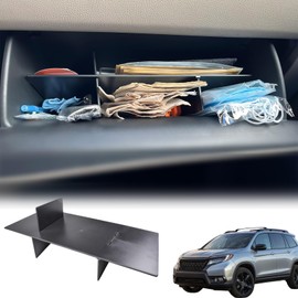 HGWEI Glove Box Organizer Compatible with Honda Pilot 2016-2022 / Ridgeline 2017-2022 2023/ Passport 2019-2022 2023 Accessories, Insert Compartment Tray ABS Black Materials Dividers