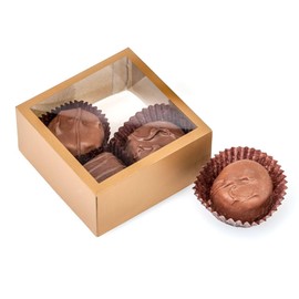 NWP Clear with Gold Trim, Square 2 Piece Candy Boxes - 2.75in. X 2.75in. X 1.25in. - 6 Pack