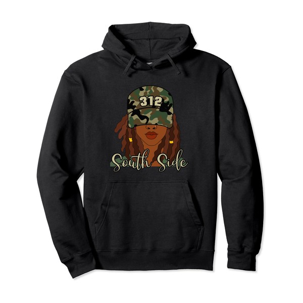 312 Area Code South Side Chicago Camo Locs Pullover Hoodie