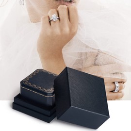 Papten Elegantly Handcrafted Octagonal Ring Box with Removable Blue Velvet Lining Royal Blue Double Ring Box for Wedding, Anniversary, Engagement, Valentine's Day