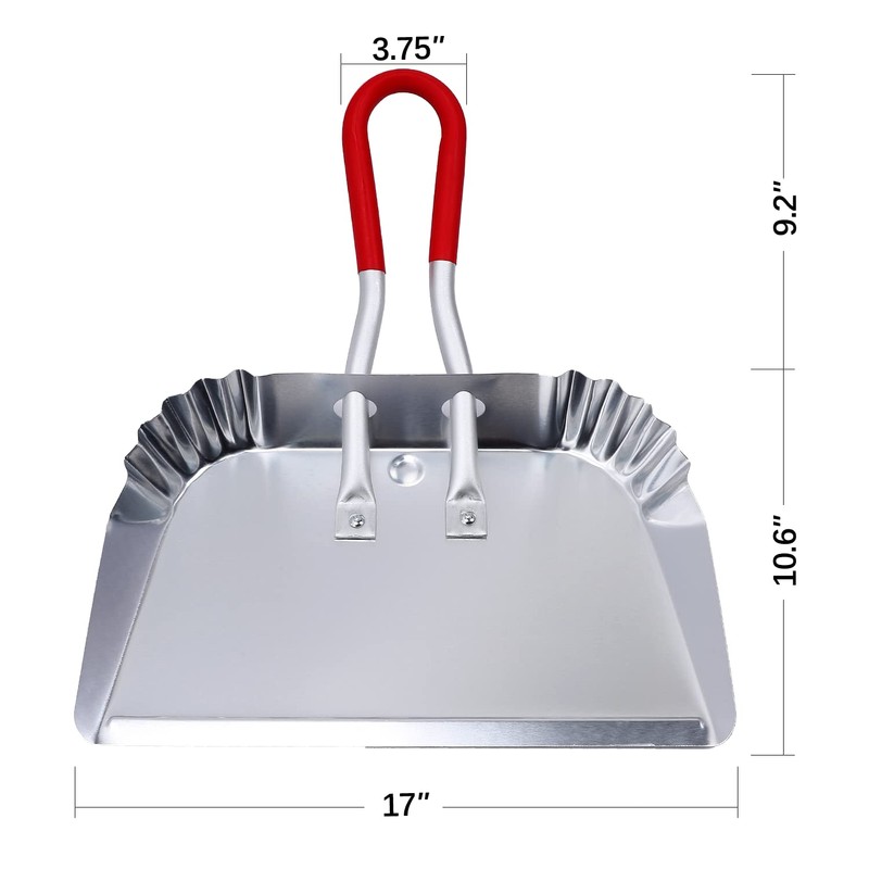 TOP DOG Metal Dustpan 17”, Aluminum Dust Pans Heavy Duty