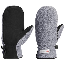 Harssidanzar SL020EU Women's Winter Leather Gloves Outdoor Warm Fleece Thinsulate Lined Skiing Mittens, grey/black