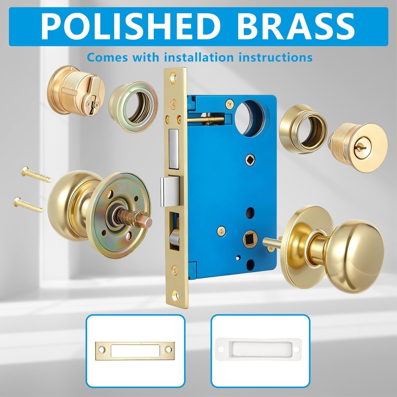 Tandefio 1 Set Double Cylinder Mortise Lock Iron Gate Ornamental