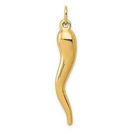Saris and Things 14k Yellow Gold Solid Italian Horn Charm Pendant