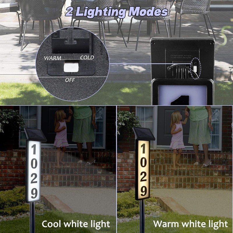 Solar Address Sign,Solar House Numbers for Outside, Lighted Address Plaque