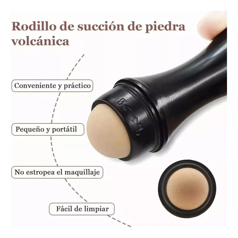 Rodillo Piedra Volcánica Absorbe Grasa Facial Reutilizable F