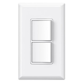 ELEGRP Single Pole Decorator Double Rocker Switch, 15A 120V, in-Wall On/Off, Self-Grounding, Screwless Wall Plate, UL Listed (1 Pack, Glossy White)