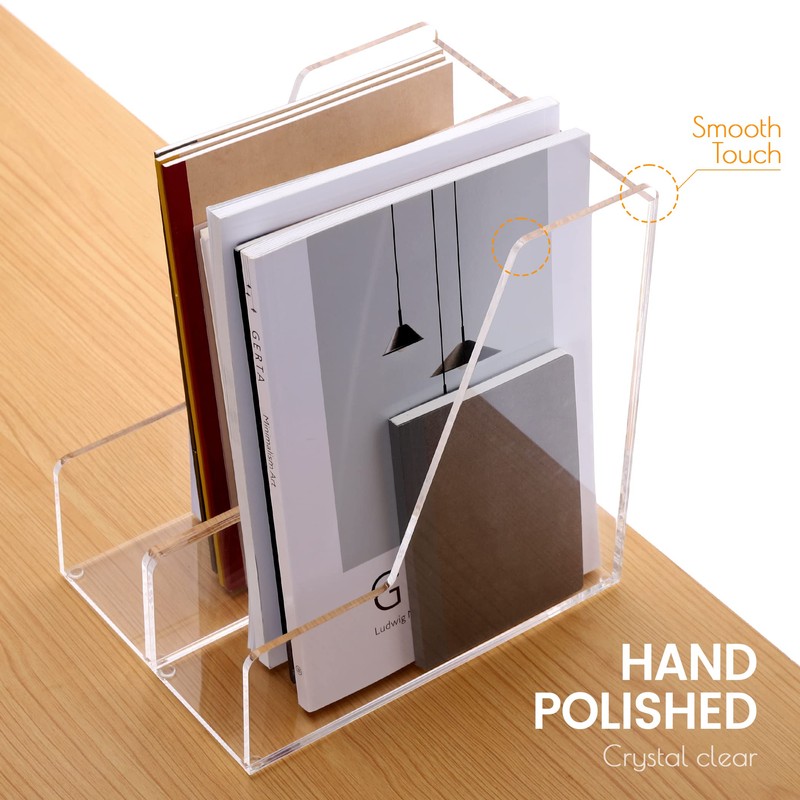 HeZone Magazine Holder, Clear Acrylic Desk Organizers, File Organizer for