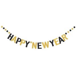 Happy New Year Banner 2025 New Years Eve Party Decoration 2025 New Year Countdown Banner for New Year Eve Party Supplies 2025 Black Gold Glittery New Year Themed Banner