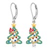 Christmas Tree Earrings Christmas Earrings Women Sterling Silver Dangle Drop