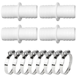 Idota Pack of 4 Pool Adapters 32 to 32 mm, Hose Connector 32 to 32 mm, Pool Hose Adapter with 8 Stainless Steel Hose Clamps (4 Pieces 32-32 mm)