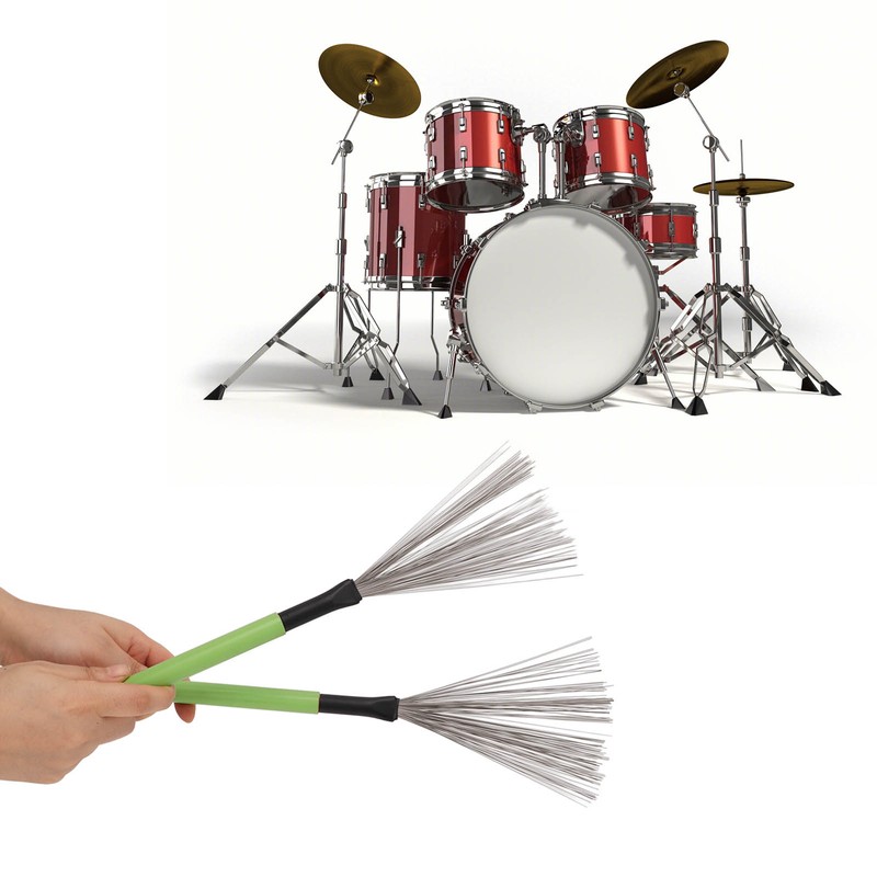 Drum Brush Steel Wire Maple Wooden Handle Percussion Tool Instrument